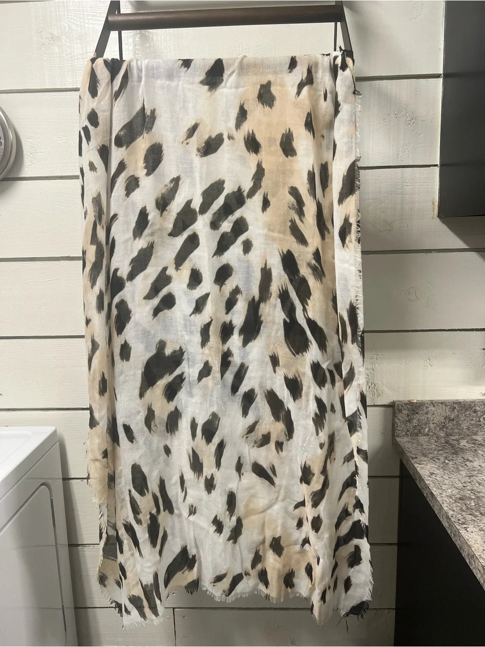 Animal Print Scarf Set - Beige, Black & Blue